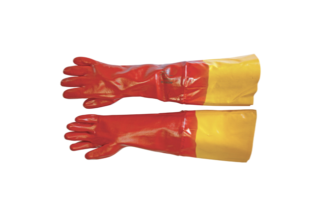 Red PVC Shoulder Length Gloves